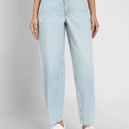 AMERICAN EAGLE OUTFITTERS Women Low solid cotton Distress Jeans-image-1