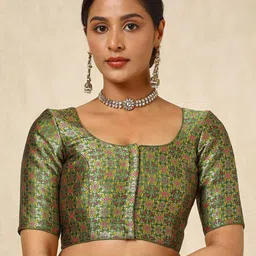 Soch Women U-Neck Zari Padded Saree Blouse-image-53