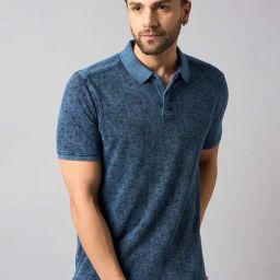 Club York Blue Regular Fit Printed Polo T-Shirt-image-80