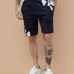 Fame Forever By Lifestyle Navy Cotton Regular Fit Printed Shorts-picture-31