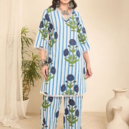 WineRed Floral Printed Pure Cotton Tunic & Trousers Co-Ord Set-picture-36