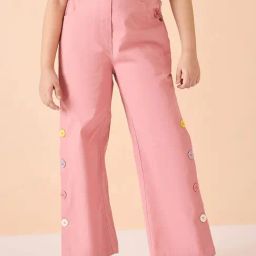 StyloBug Girls Pink Ankle Length Solid Cargo Pants-image-61