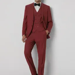 Van Heusen Red Regular Fit Three Piece Suit-image-4