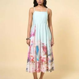 Marigold Lane Aqua Printed Casual Dress-13