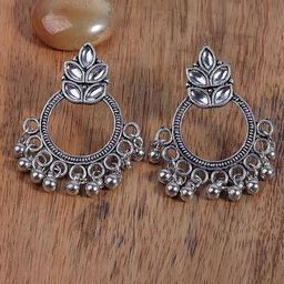 OPUS GEMS Artificial Stones Studded Circular Shaped Drop Earrings-image-58
