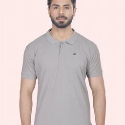 24 Street Men Solid Polo Collar Relaxed Fit T-shirt-picture-4