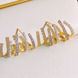 VAGHBHATT Gold-Plated Pearls & Artificial Stones Studded Contemporary Shaped Studs-17