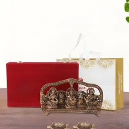 INTERNATIONAL GIFT Copper-Toned 5 Pcs Idol Showpiece With Diya Religious Gift Set-57