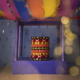 Taasha Craft Set Of 9 Threaded & Mirror Studded Bangles-11