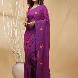 SLAGHA Ethnic Motifs Embroidered Taant Saree-picture-7