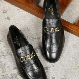 Teakwood Leathers Men Textured Leather Loafers-image-57
