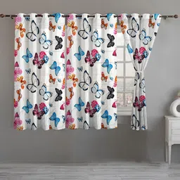 ANA White & Blue 3 Pieces Floral Room Darkening Window Curtain-image-85