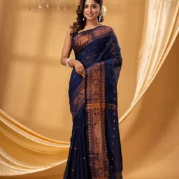 DESH BIDESH Woven Design Zari Silk Cotton Taant Saree-image-23