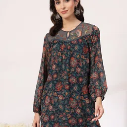 Nayam By Lakshita Floral Printed Thread Work Thread Work Kurti-image-8