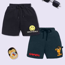 YK X Minute Mirth Boys Assorted Pack Of 2 Garfield Printed Cotton Shorts-image-98