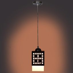 Gojeeva Black & White Textured Wooden Rectangle Shaped Celling Lamp-picture-17