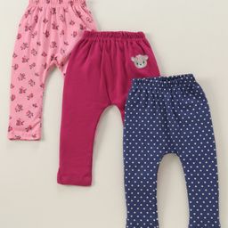 Babyhug Full Length Diaper Leggings Dot & Floral Print Pack Of 3 - Multicolor-picture-13