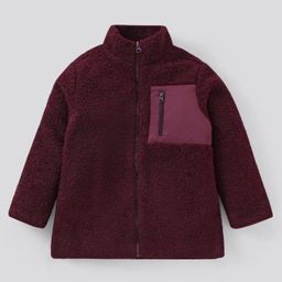 Pine Kids Full Sleeves Sherpa Jacket For Moderate Winter - Maroon-image-44