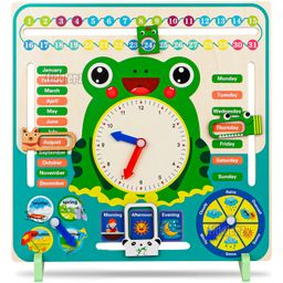 Fiddlerz Multi functional 3 in 1 Shapes Wooden Learning Calendar Clock for Kids - Multicolour-10