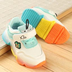 Babyoye Sneaker Shoes with Velcro Closure and Applique - Blue-image-53