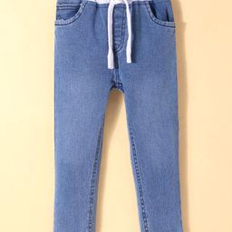 ToffyHouse Cotton Denim Full Length Jeans With Solid Colour - Light Blue-image-68