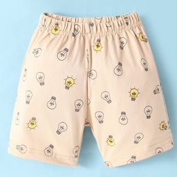 Tango Single Jersey Knit Knee Length Shorts with Bulbs Print - Peach-picture-23