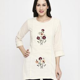 URMIR FASHION Floral Embroidered Khadi Kurti-image-60