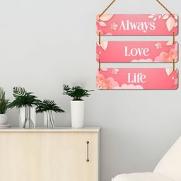 WallDaddy Pink & White Printed Wooded Wall HangingDecor-image-66
