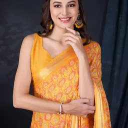 Mitera Floral Printed Zari Poly Chiffon Saree-picture-9