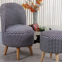 Shadowkart Set Of 2 White & Black Printed Pouffes Sitting Ottomans-2