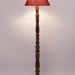 Devansh Brown & Maroon Wooden Floor Lamp With Shade-29
