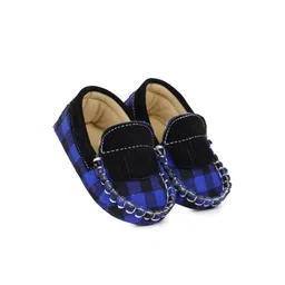 Neska Moda 6 To 12 Months Baby Boys Cotton Checkered Loafer Booties (Toe to Heel Length - 12 cm, Blue, Black)-image-66