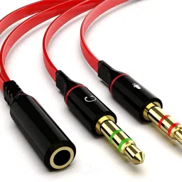 ONCRO Red Flat Cable with 2 Male to 1 Female 3.5mm Earphone Mic Audio Y Splitter Cable Phone Converter-image-59