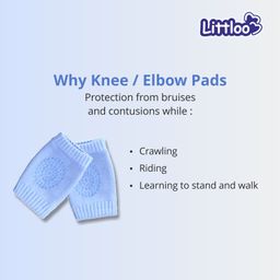 Littloo Baby Safety Protector Knee & Elbow Pads for Anti-Slip Crawling Experience Made with Soft Cotton Elastic and Stretchable - Blue image 5