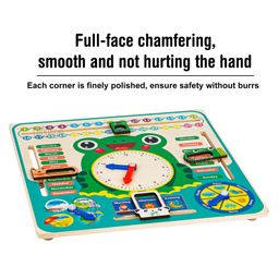 Fiddlerz Multi functional 3 in 1 Shapes Wooden Learning Calendar Clock for Kids - Multicolour image 5