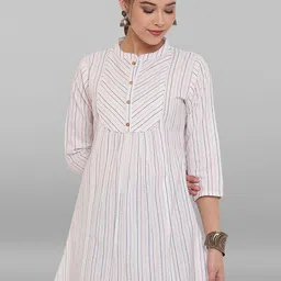 KALINI Mandarin Collar Cotton Top-image-90