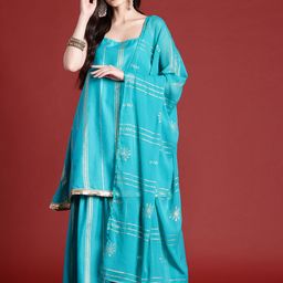 Anouk Ethnic Motifs Print Gotta Patti Kurta with Sharara & Dupatta-picture-32