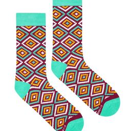 Dynamocks Unisex Sea Green & Red Rangoli Patterned Calf-Length Socks image 1