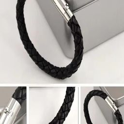 Vientiq Black Leather Bracelet-image-95