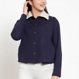 KASSUALLY Navy Fleece Solid Tailored Jacket-picture-41