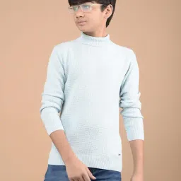 Crimsoune Club Boys Blue Cotton Solid Full Sleeves Sweater-picture-15