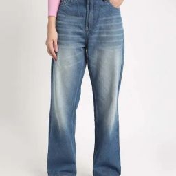 Bene Kleed Blue Cotton Straight Fit High Rise Jeans-image-7