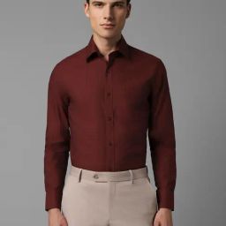 Louis Philippe Maroon Cotton Regular Fit Printed Shirts-picture-13