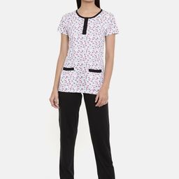 zebu Women White & Black Printed Night suit-image-61