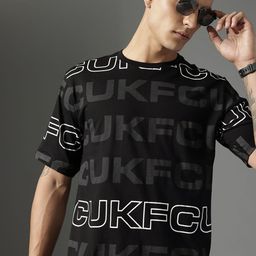 FCUK Brand Logo Printed Drop-Shoulder Sleeves Pure Cotton Relaxed Fit T-shirt-picture-26