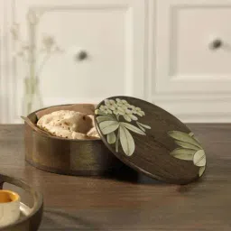 ellementry Frangipani Brown Wood Roti Box with Lid - Set of 1-image-37