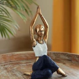 ExclusiveLane White & Golden Resin Yoga Lady Showpiece-picture-42