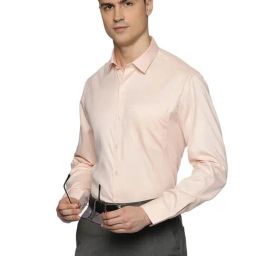 The Formal Club Peach Comfort Fit Texture Shirt-image-2