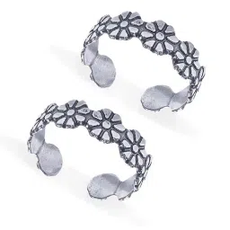 Taraash 92.5 Sterling Silver Floral Toe Rings for Women-image-24
