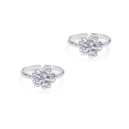 Taraash 92.5 Sterling Silver Flower Toe Rings for Women-image-20